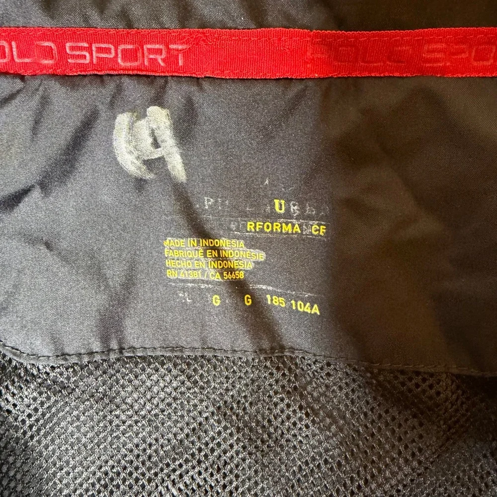 Polo Sport Ralph Lauren Performance Windbreaker Jacket Black Red Mens Large‎
